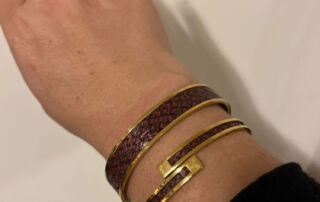 Bracelets fuchsia en cuir de saumon Bracelets fuchsia en cuir de saumon